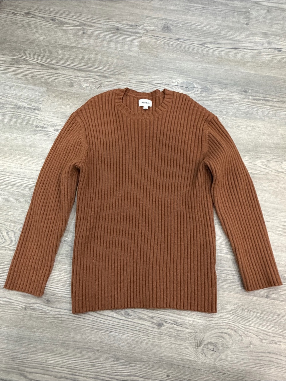 Unisex Ribbed Crewneck Sweater - Brown